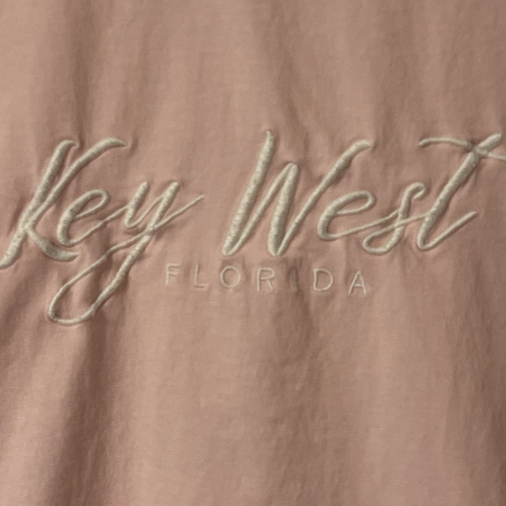 US Vintage Baby Pink Key West Florida Embroidered‎ Tee Shirt Unisex Size Small